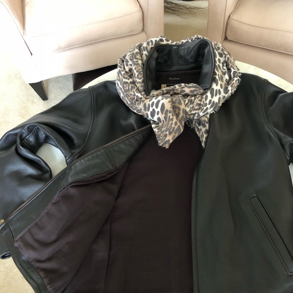 Brown Leather Bomber Jacket - Picture 4 of 8